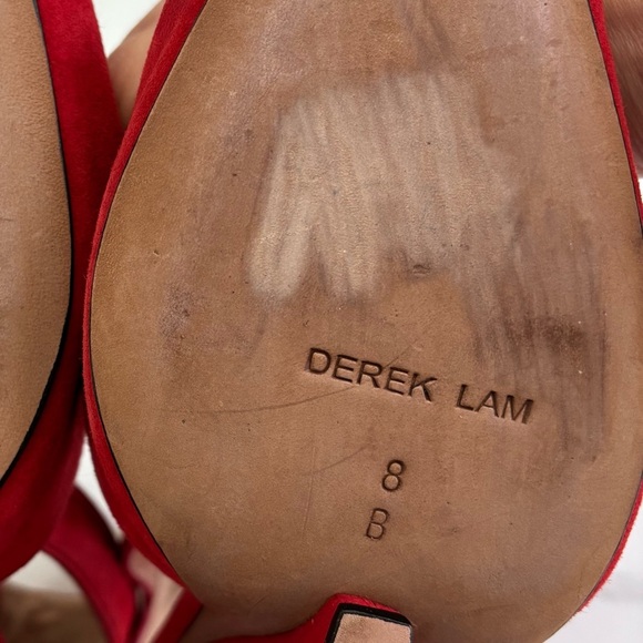 Derek Lam Red Suede Wedge Heels Sz 8 - Picture 9 of 13